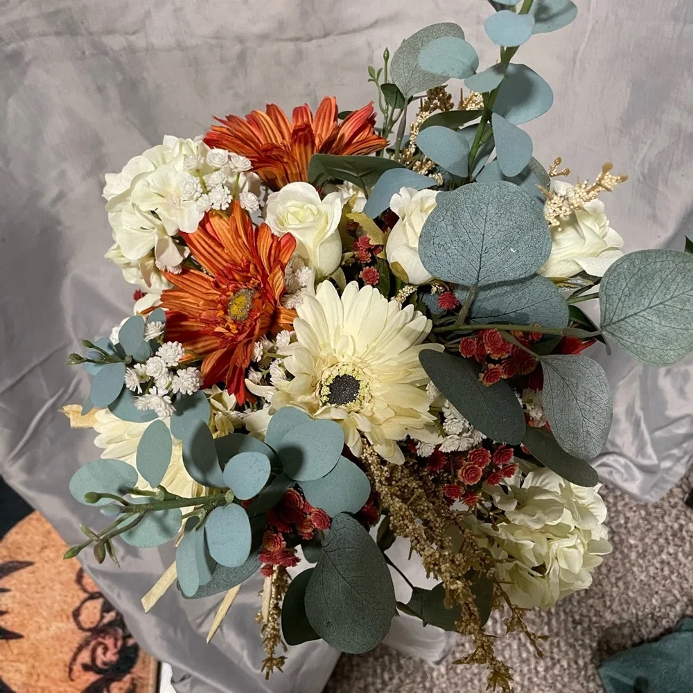 Vibrant Handmade Floral Arrangement in Green Vase